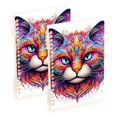thumbnail image 1 of Cat Head Colorful Painting Ring Binder Notebook Journey Note Diary College Ruled Spiral Notebook Study Loose Leaf Paper A5 60 Pages, 1 of 8