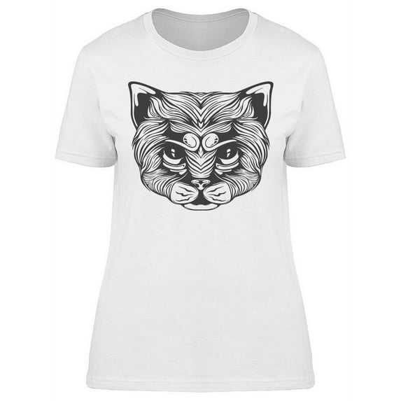 Cat Head Detail Line T-Shirt Women -Image by Shutterstock, Female 3X-Large