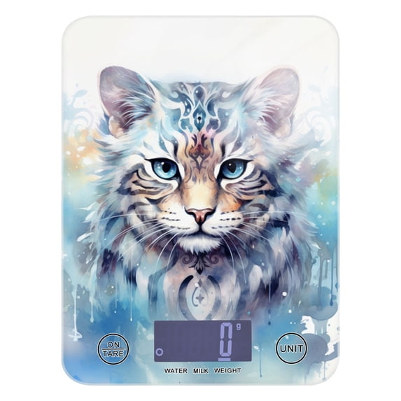 Cat Head Food Scale Digital Kitchen Scale Waterproof Tempered Glass Tare Function 11 lb for Baking Cooking Meal Prep