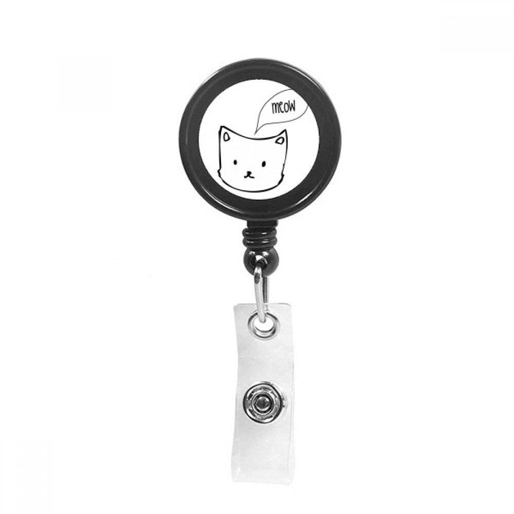 Cat Head Mewing Animal Cartoon Retractable Keychain Badge Holder ID Badge