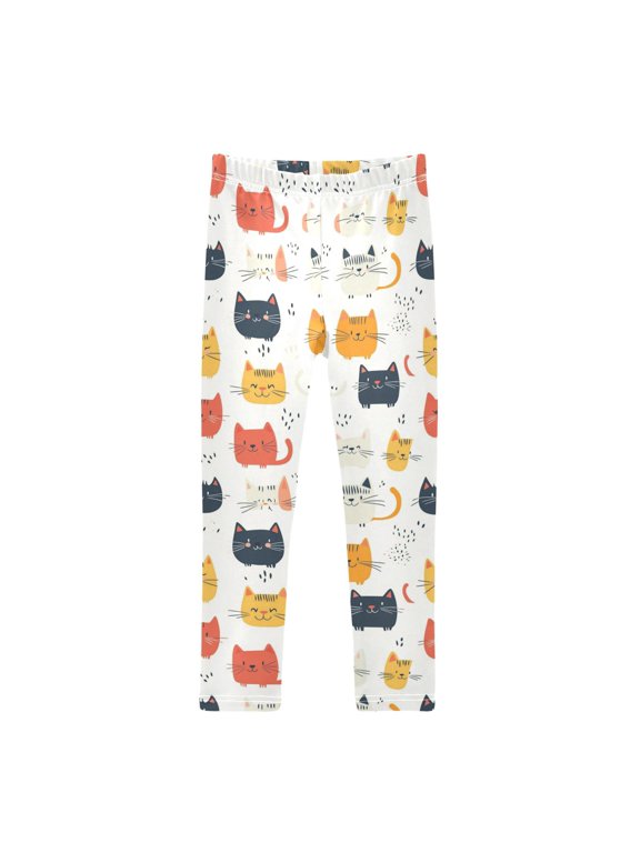 Cat Head Printed Leggings Yoga Pants for in 4t to 10t