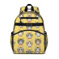 thumbnail image 1 of Cat Head and Bowtie Yellow Pattern Cute School Backpack Bag for School with Padded Back and Adjustable Shoulder Straps 15.25"x11.5"x5.25", 1 of 5