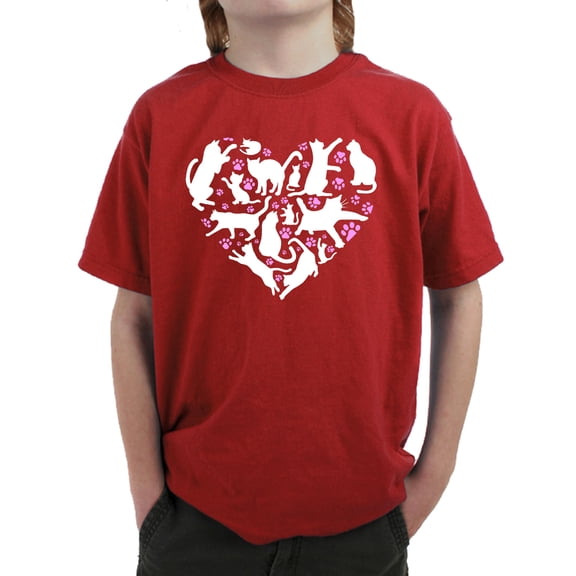 Cat Heart - Boy's Word Art T-Shirt