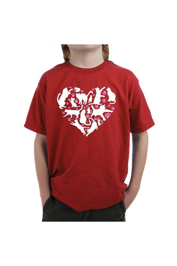 Cat Heart - Boy's Word Art T-Shirt