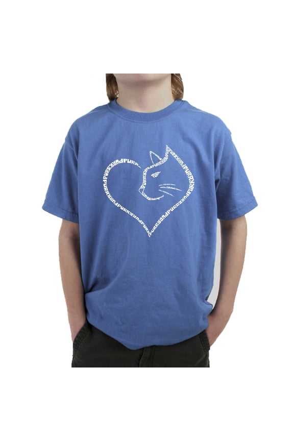 Cat Heart - Boy's Word Art T-Shirt