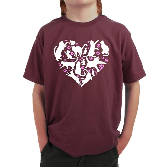 Cat Heart - Boy's Word Art T-Shirt