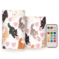 thumbnail image 1 of Cat Heart Fur Ball Flameless LED Candle Set with Remote, Battery Operated Color Changing Pillar Candles, Set of 2, 1 of 7