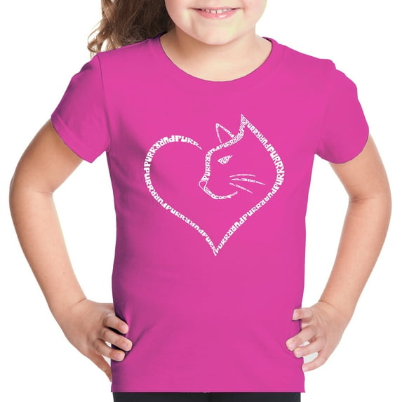 Cat Heart - Girl's Word Art T-Shirt