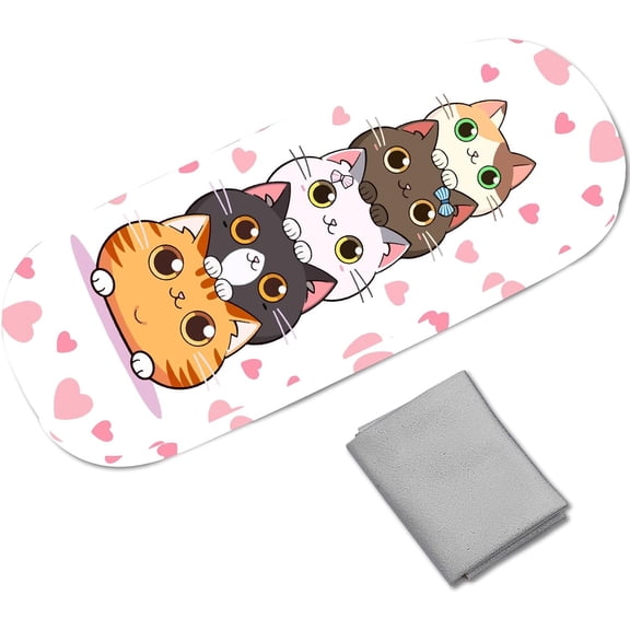 Cat Heart Glasses Case Hard Shell Leather Sunglasses Case Cute Portable Slim Eyeglasses Cover Clamshell Protective Cases Holder Pouch with Cleaning