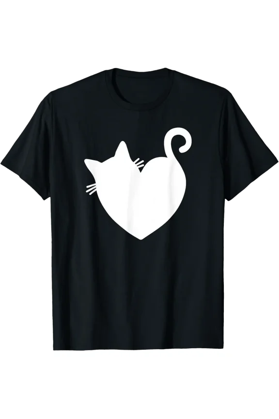 Cat Heart Graphic Women Present Valentines Day Kitty T-Shirt Shirts