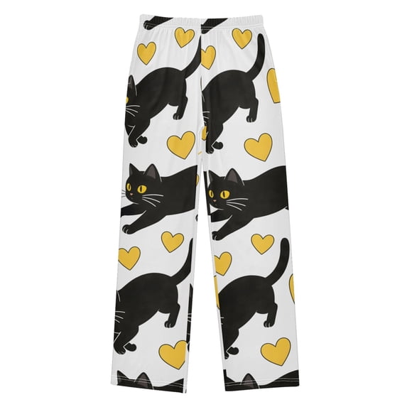 Cat Heart Pajama Pants Soft Lightweight Lounge Pants Bottoms Sleep Pants Warm Comfy