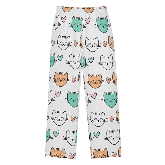 Cat Heart Rows Pajama Pants Soft Lightweight Lounge Pants Bottoms Sleep Pants Warm Comfy