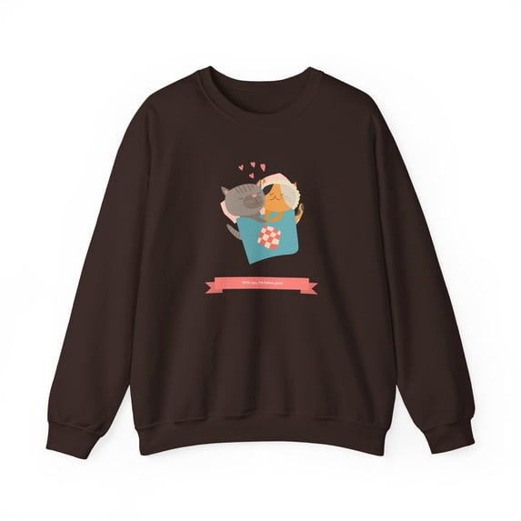 Cat Heart Sweatshirt, Heart Sweatshirt, Cat Sweatshirt, Valentine's Day Sweatshirt, 50/50 Cotton-Poly Animal Sweatshirt 128
