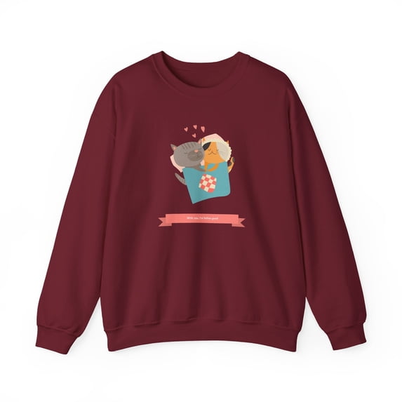 Cat Heart Sweatshirt, Heart Sweatshirt, Cat Sweatshirt, Valentine's Day Sweatshirt, 50/50 Cotton-Poly Animal Sweatshirt 128