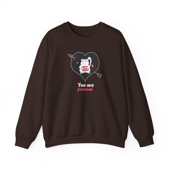 Cat Heart Sweatshirt, Heart Sweatshirt, Cat Sweatshirt, Valentine's Day Sweatshirt, 50/50 Cotton-Poly Animal Sweatshirt 132