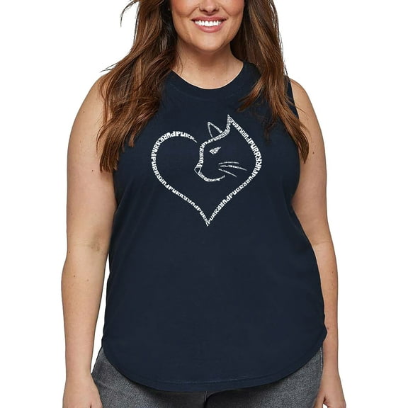 Cat Heart - Women's Plus Size Word Art Tank Top