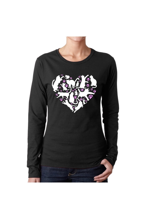 Cat Heart - Women's Word Art Long Sleeve T-Shirt
