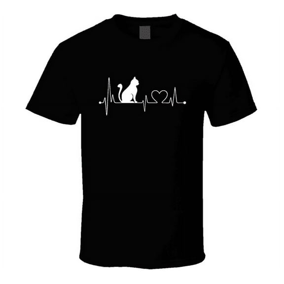 Cat Heartbeat T-Shirt Loving Feline Pet Owner Novelty Gift Clothing Tee Shirt