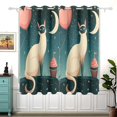 thumbnail image 1 of Cat Hearts Cake and Moon Stars Blackout Curtain Panels 63x55in Drapes Privacy Assured for Living room Bedroom Bathroom 2 panels set, 1 of 5