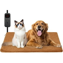 Cat Heating Pad, 6 Adjustable Temperature & 5 Timer Options, 15.7'' x 27.5'' Pet Heating Pad for Cats Dogs, Waterproof Indoor Outdoor Electric Heated Cat Bed Dog Mat with Chew-Resistant Cord (Brown)