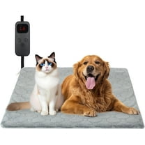 Cat Heating Pad, 6 Adjustable Temperature & 5 Timer Options, 17.7'' x 17.7'' Pet Heating Pad for Cats Dogs, Waterproof Indoor Outdoor Electric Heated Cat Bed Dog Mat with Chew-Resistant Cord (Grey)