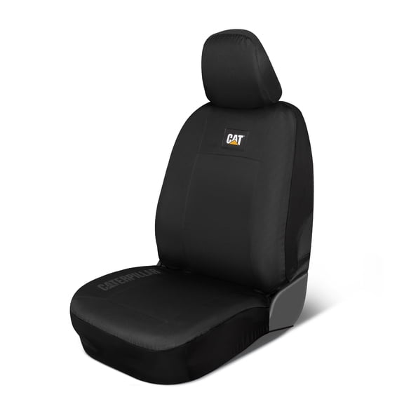 CAT DuraDrive Car Front Seat Cover - (1) pc, Black Oxford, Heavy Duty Protection, Semi-Universal Fit - Durable Water-Resistant Auto Seat Protector for Truck, SUV, Sedan - Easy Install & Washable