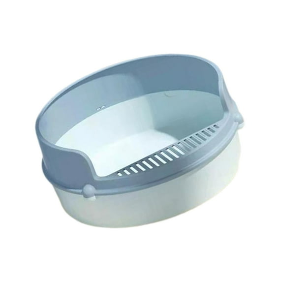 Cat Heighten Deep Toilet Bedpan Circular Design Open Splashing Easy to Clean Portable Pet Litter Tray for Rabbit Small Dogs Blue