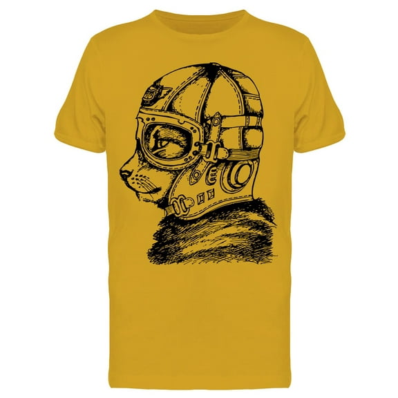 Cat Helmet Pilot T-Shirt Men -Image by Shutterstock, Male x-Large