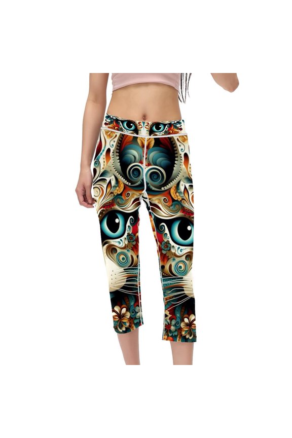 Cat High Waist Capris Printed Womens Leggings Yoga Pants Women Fitness Running Yoga Leggings Not See-through Women Pants