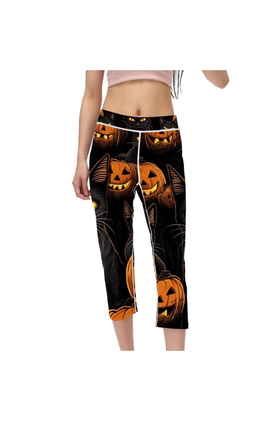 Cat High Waist Printed Capris Yoga Pants Women Leggings Gym Pants Womens Leggings - Not See-Through and Suitable for Running, Fitness, Yoga