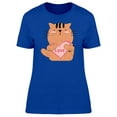 thumbnail image 1 of Cat Holding Heart Love T-Shirt Women -Image by Shutterstock, Female Large, 1 of 2