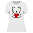 thumbnail image 1 of Cat Holding Heart T-Shirt Women -Image by Shutterstock, Female Large, 1 of 2