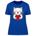 thumbnail image 1 of Cat Holding Heart T-Shirt Women -Image by Shutterstock, Female Small, 1 of 2