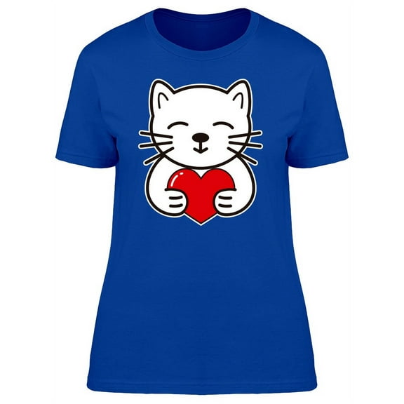 Cat Holding Heart T-Shirt Women -Image by Shutterstock, Female Small