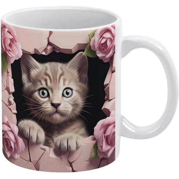 Cat Hole In A Wall Mugs, 11Oz Creative Space Design Multi-Purpose Mugs, Cup Lovers Coffee Mug, Cute Mug Ceramic Coffee Mugs For Women And Men