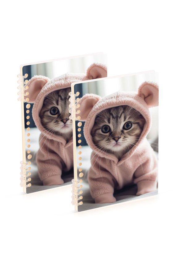 Cat Hoodie Bed Ring Binder Notebook Journey Note Diary College Ruled Spiral Notebook Study Loose Leaf Paper A5 60 Pages