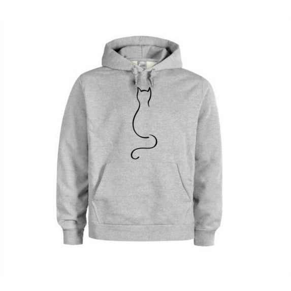 Cat Hoodie, Cat, Cat Apparel, Cat Mom, Feline, Gift For Her, Cat Lovers, Kittens, Kitty Cat, Mom Hoodie, Gift For Cat Lover, Meow, Hoodies, Grey (Black Text), LARGE