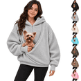 thumbnail image 1 of Cat Hoodie Pet Pouch Hoodie Sweatshirt with Pouch for Dog Fleece Kangaroo Pocket Dog Carrier Sweatshirts, 1 of 5