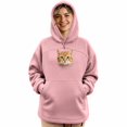 thumbnail image 1 of Cat Hoodie with Pouch, Kangaroo-style Long Sleeve Hoodie for Women Basic Tops Cute Hoodies Trendy Athletic Women Dressy Sweatshirts Loose Fit Airport Travel Outfit Chic Tops,Pink,XL, 1 of 4