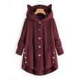 thumbnail image 1 of Cat Hoodie with Ears,Fleece Jacket Women Cat Ear Cap Plush Tops Fashion Loose Plus Size Button Long Sleeve Pullover Sweaters Warm Outwears 2023, 1 of 5