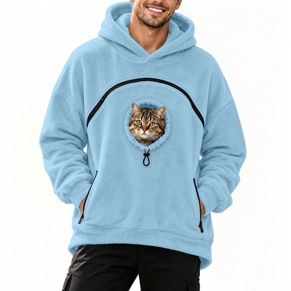 Cat Hoodie with Pouch Fall Winter Kangaroo Pocket Dog Pouch Sweatshirts Pet Carrier Animal Holder Pullover Tops