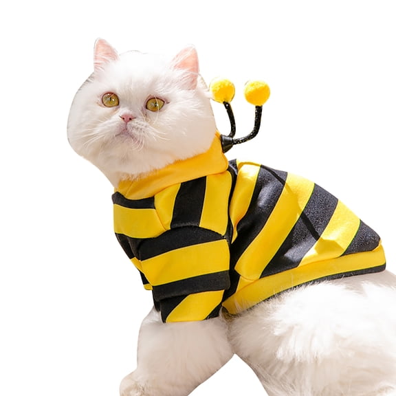 Cat Hoodies,Cute Animal Autumn Winter Warm Cat Adorable Costume for Cats Bee Costume L (Recommended Weight 4?5.5kg/8.8?12.1lb)