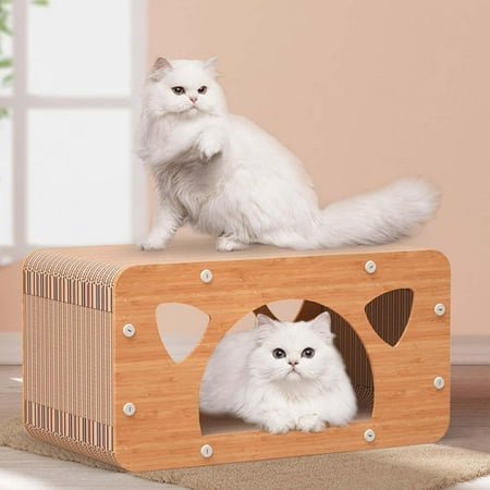 Cat House Corrugated Scratching Bed Scratch Pad Made of Corrugated Cardboard Lounge Hut Sofa Cave Cat Scratcher for Small Dogs, Kitten, Kitty