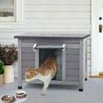 thumbnail image 1 of BUTINGLALE Outdoor Feral Cat House Weatherproof, Small Wooden Rabbit Hutch Bunny Cage Indoor-PVC Door Flaps, 1 of 7