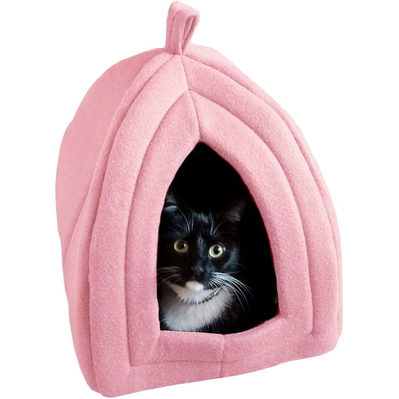 Cat House - Indoor Bed with Removable Foam Cushion - Pet Tent for Puppies, Rabbits, Guinea Pigs, Hedgehogs, and Other Small Animals by  (Pink)