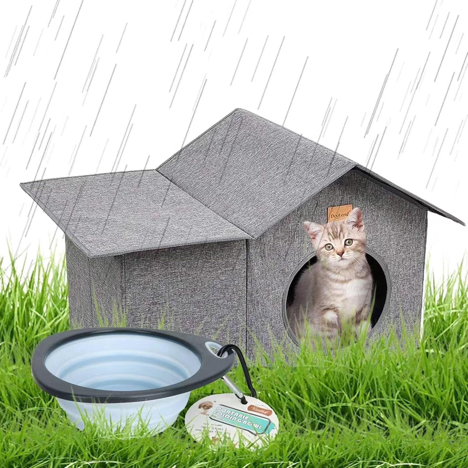 Cat House for Outdoor Cats in Winter, Thickened Weatherproof Foldable ...