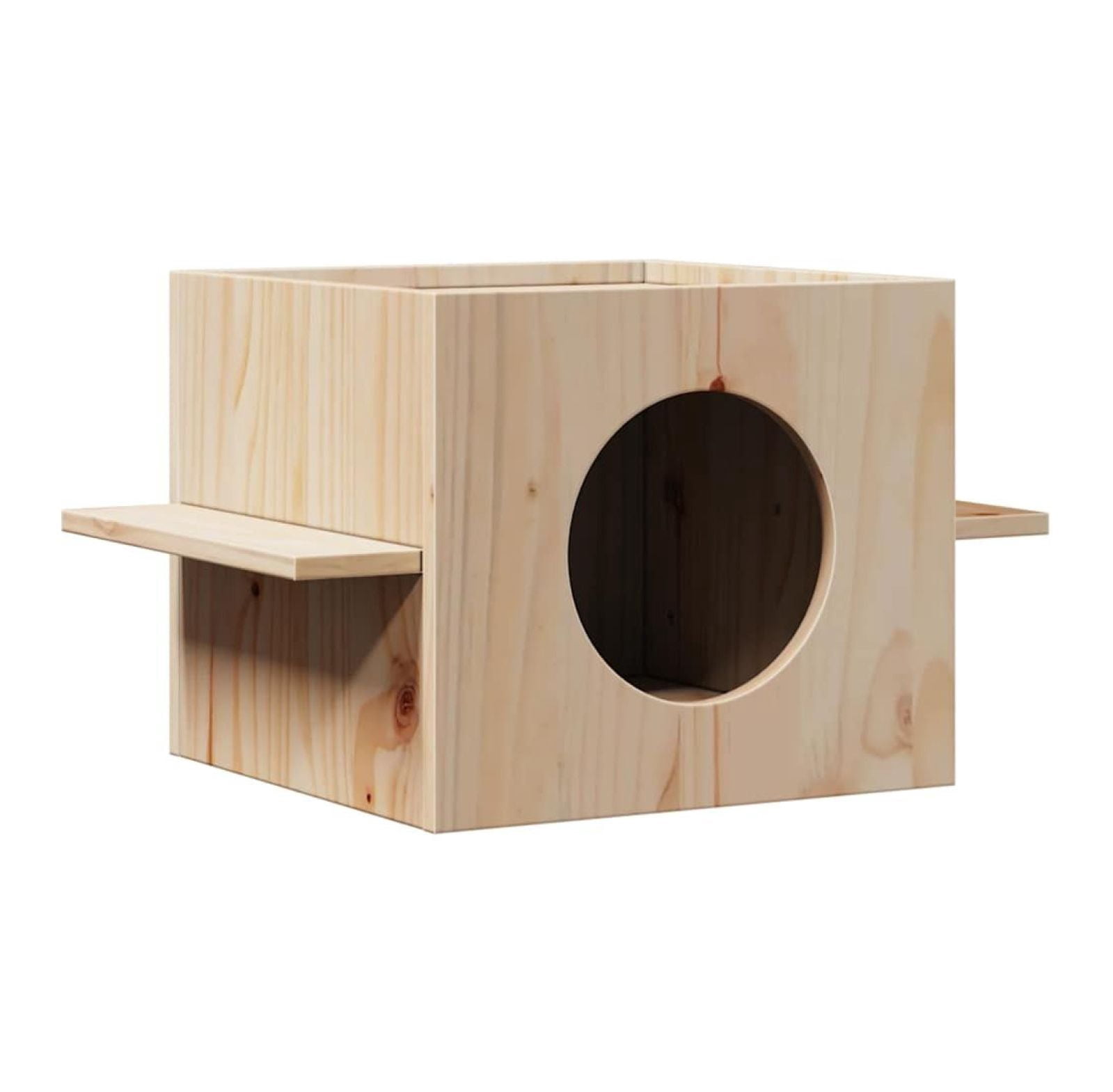 Cat House Pine Solid pine wood Sturdy Cat House Rectangular Brown ...