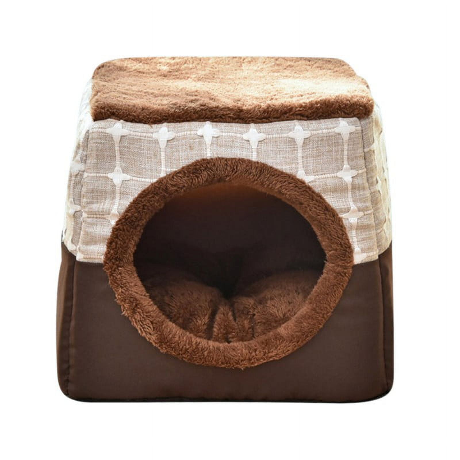 Cat House Plush Enclosed Cat Bed with Removable Cushion Corduroy
