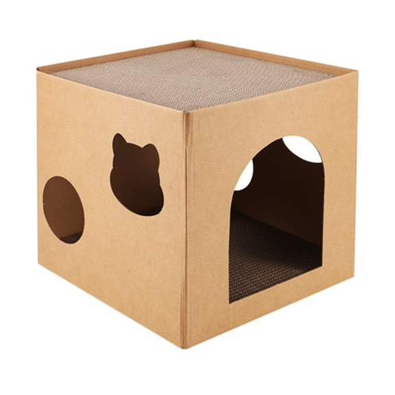 Cat House Scratcher Box Cardboard with Scratch Pad for Kitties, Kittens Birthday