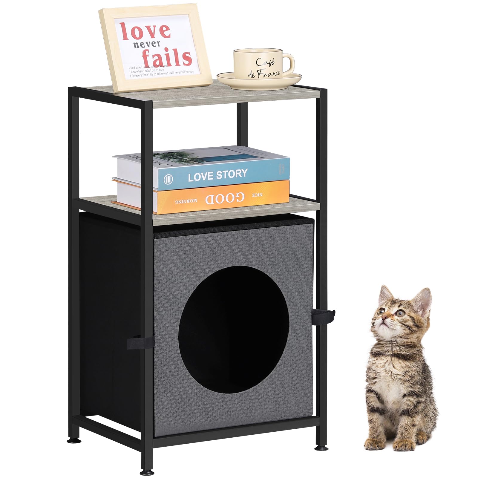 Cat House and End Table, Indoor Cats House Nightstand, Sturdy Cat